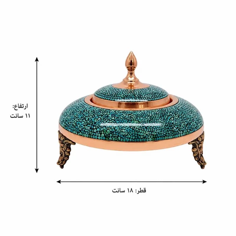 خاویار خوری مسی فیروزه کوبی شده 11سانتی (پک عمده 12عددی) — تصویر ۲