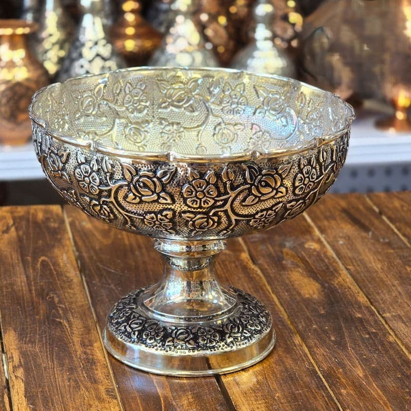 ست پذیرایی مسی ۴ تکه گل رز نانو کروم زنجان — تصویر ۵