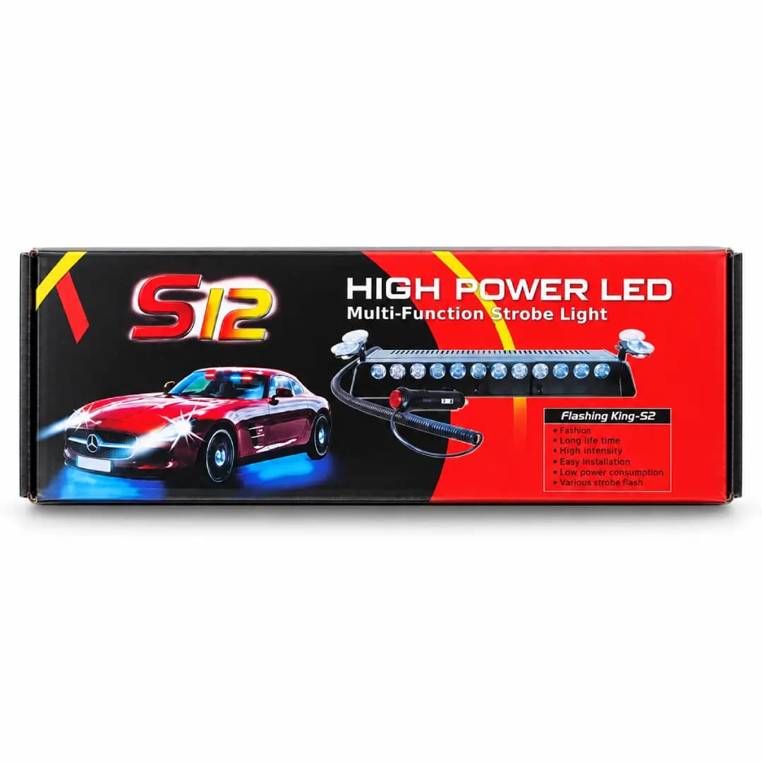 چراغ فلاشر پلیسی خودرو مدل S12 دوازده لنز LED فندکی