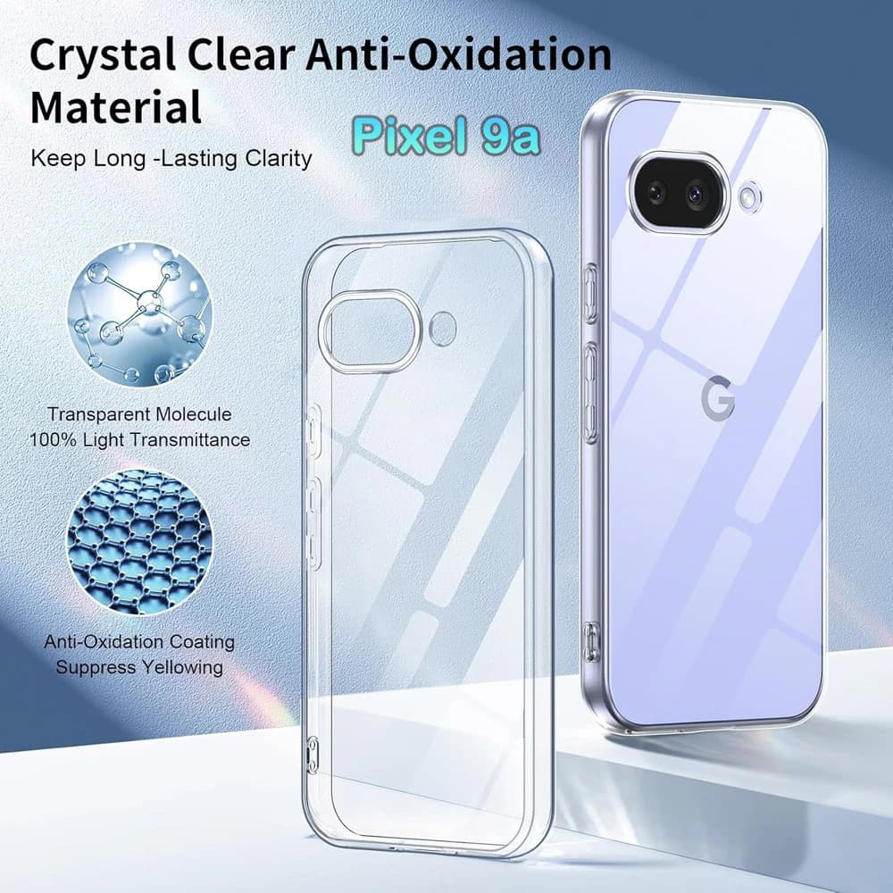 قاب شفاف تمام کریستالی Google Pixel 9a مارک LEXOM — تصویر ۳