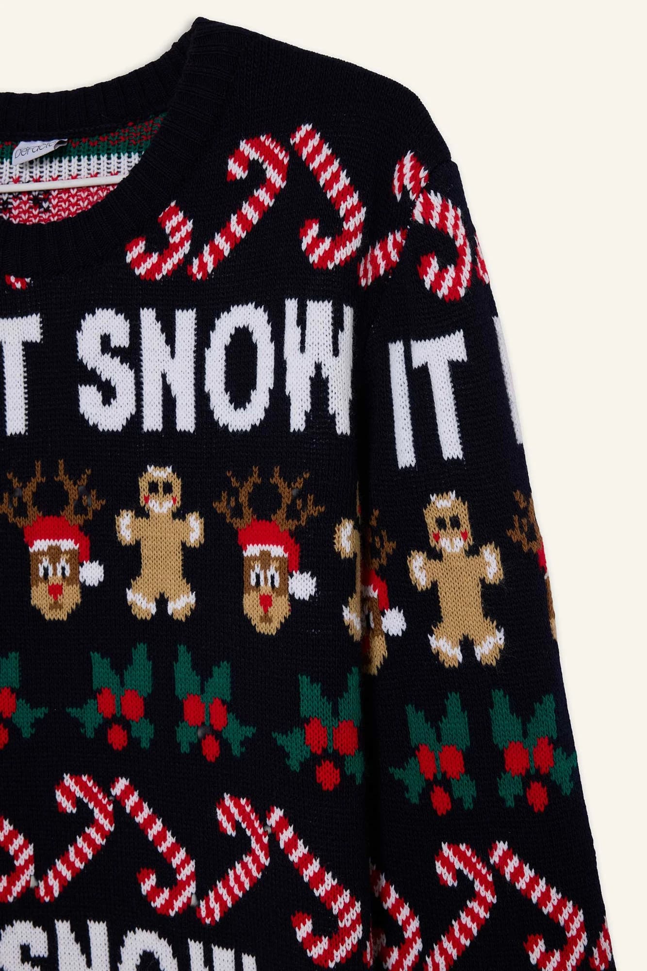 پلیور بافت مردانه دفکتو رنگ سرمهای طرح کریسمس — تصویر ۵