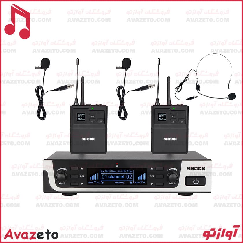 میکروفون بی‌سیم یقه‌ای و هدمیک شاک مدل SHOCK SH-750