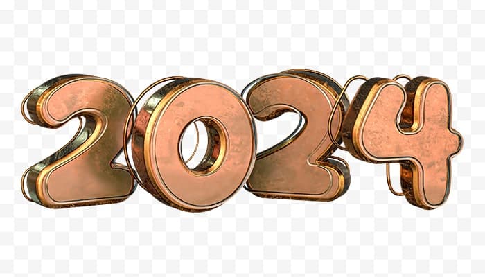 تصویر PNG طرح فلزی و سه بعدی سال 2024