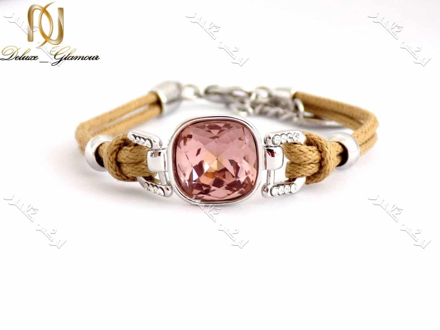 دستبند اسپرت دخترانه کلیو با کریستال سواروفسکی اصل و بند کنفی Ds-n154