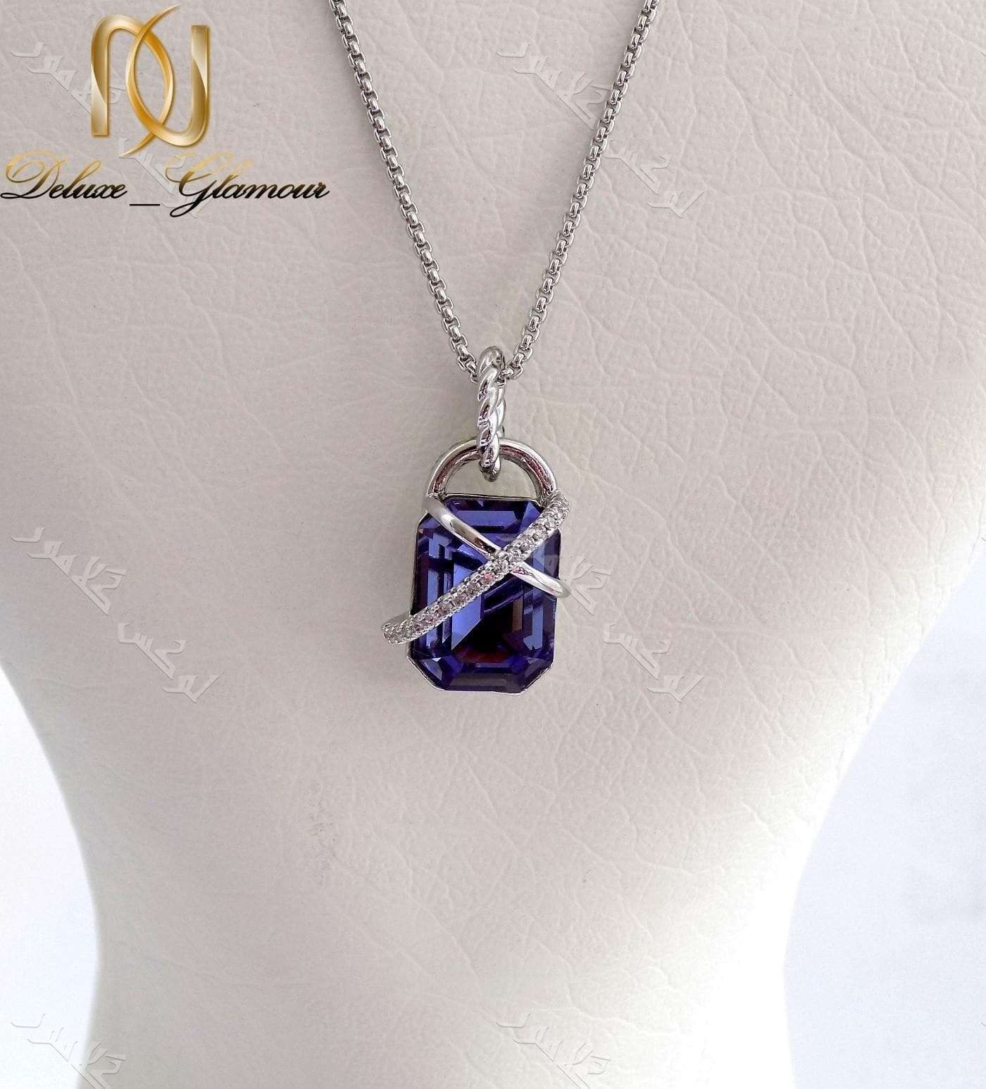 گردنبند ظریف دخترانه ژوپینگ با کریستال سه بعدی بنفش سواروسکی Nw-n118