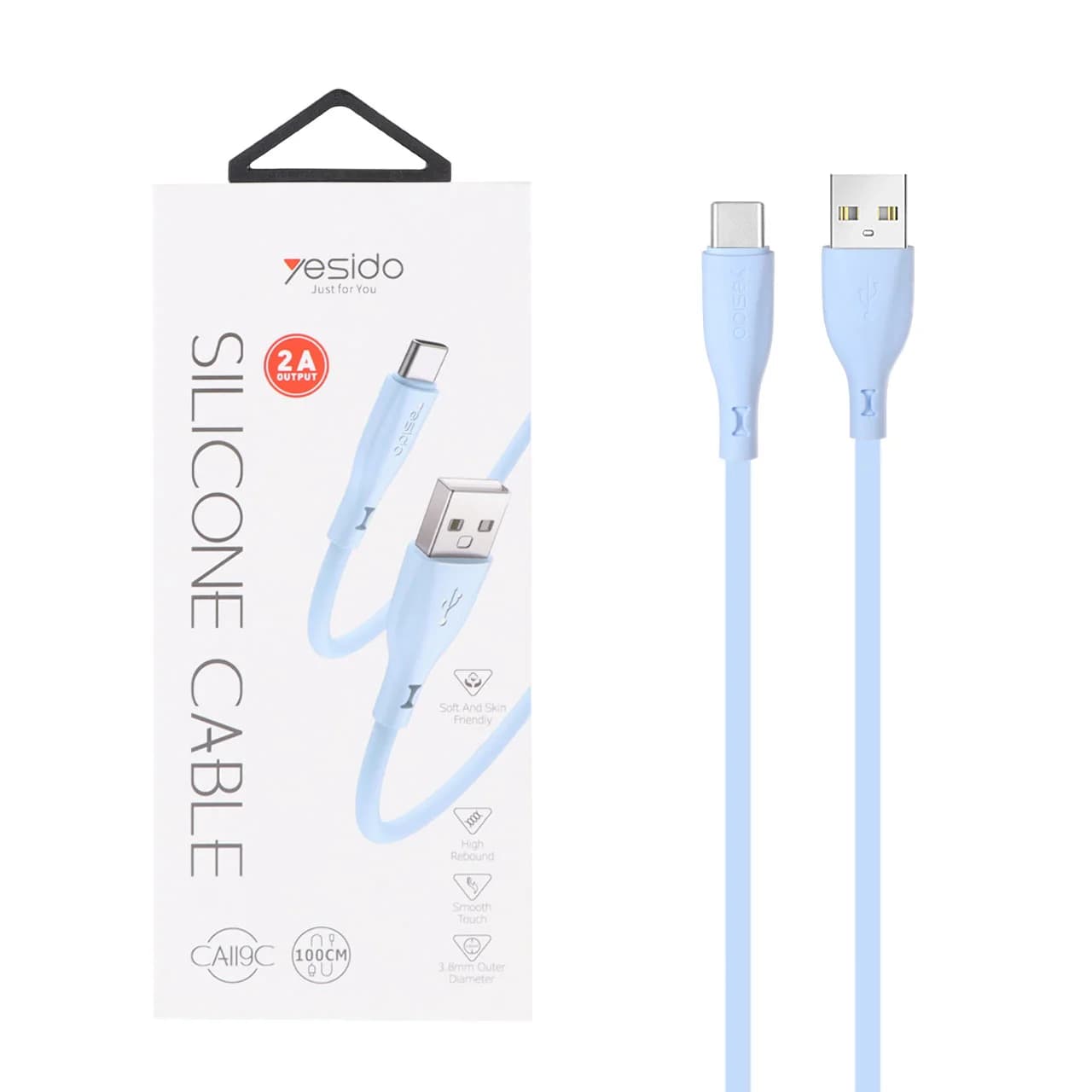 کابل شارژ و دیتا سیلیکونی Yesido Type-C مدل CA119C – آبی (گارانتی 18 ماه تعویض نیکان همراه)