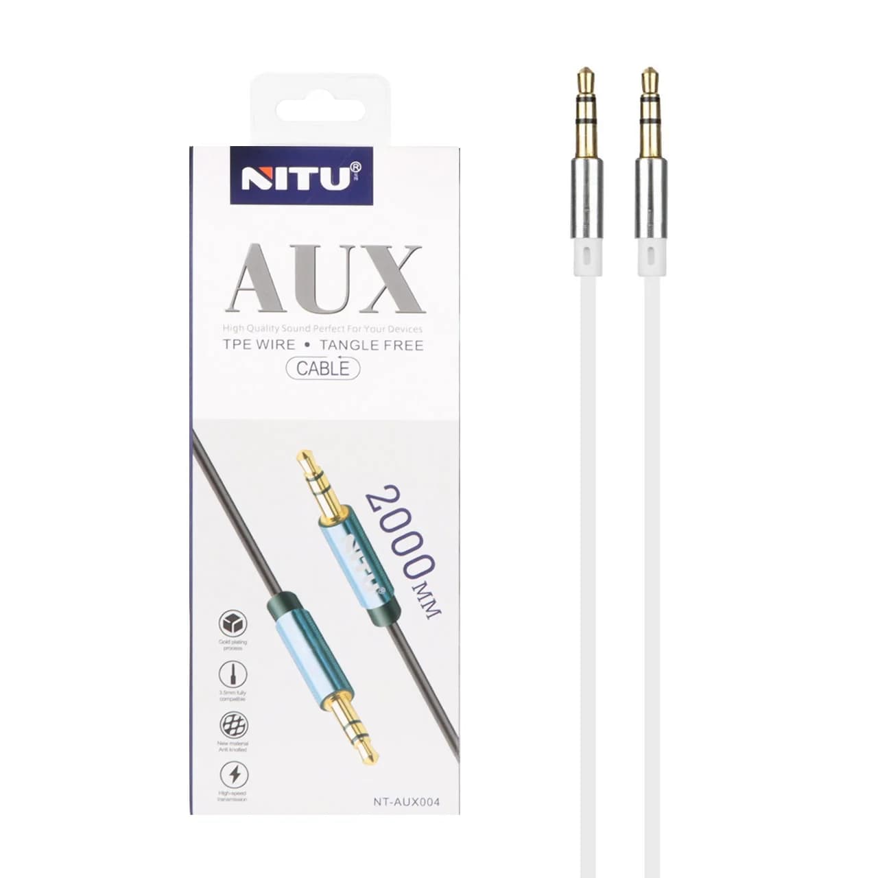 کابل 2 متری Nitu Aux مدل NT- Aux004 – سفید
