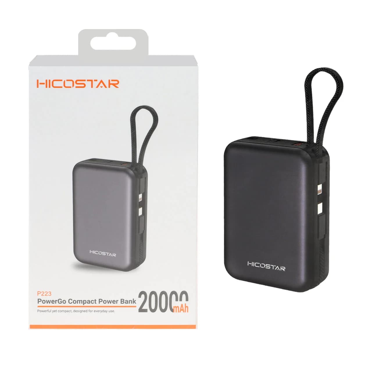 پاوربانک PD و فست شارژ Hicostar 22.5W 20000mAh مدل P223 – مشکی