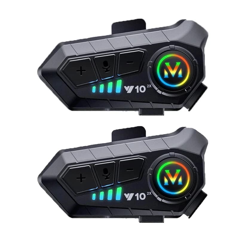 هدست بلوتوثی کلاه کاسکت مدل V10 2X مجموعه دو عددی
