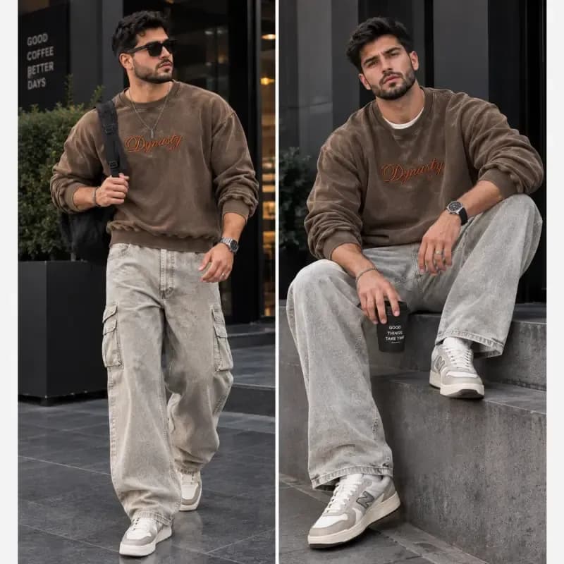 بلوز دورس مردانه توکرکی رنگ قهوه ای سایز بزرگ — تصویر ۲
