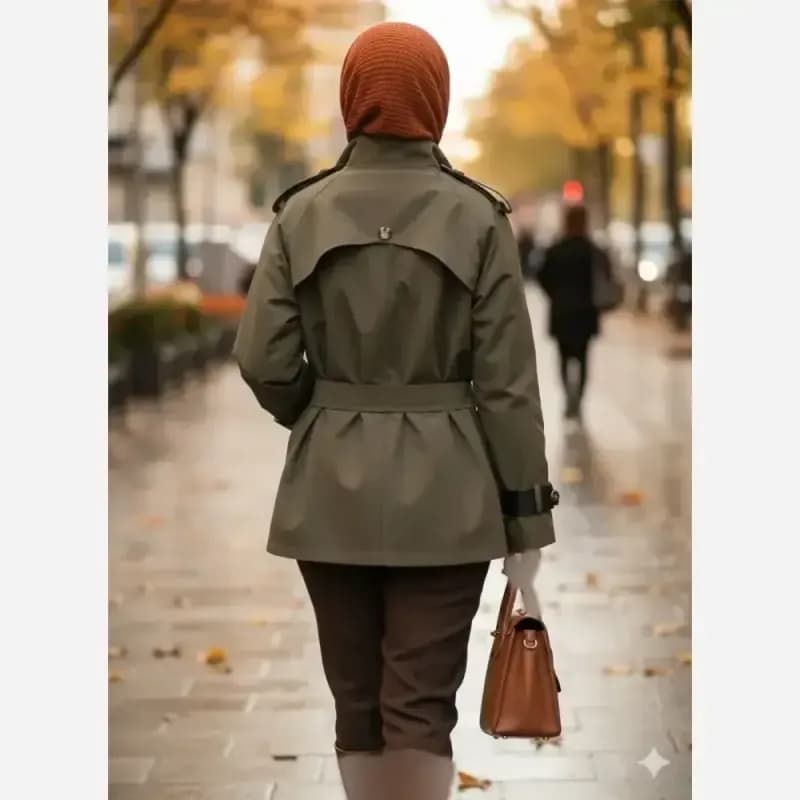 ترنچ کت کوتاه زنانه کتان زارا آستردار فری سایز مدل لیان — تصویر ۴