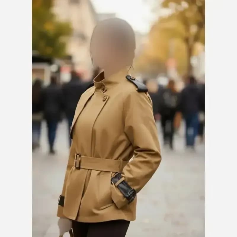 ترنچ کت کوتاه زنانه کتان زارا آستردار فری سایز مدل لیان — تصویر ۶