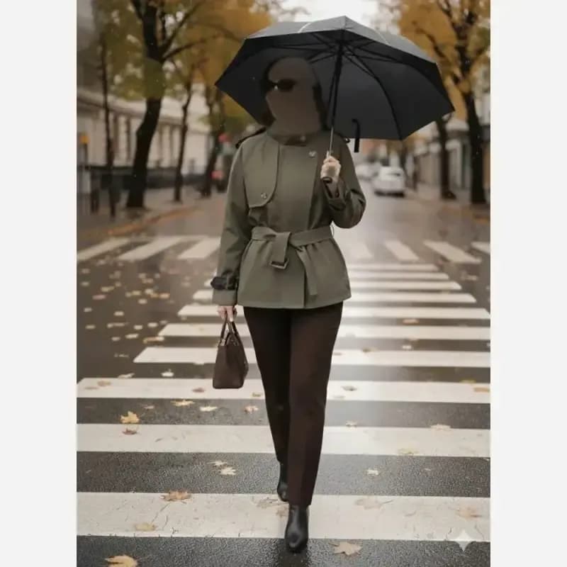ترنچ کت کوتاه زنانه کتان زارا آستردار فری سایز مدل لیان — تصویر ۳