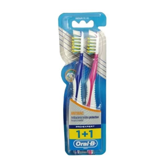 مسواک اورال بی Oral B (2عددی) آنتی باکتریال | در ۲ رنگ