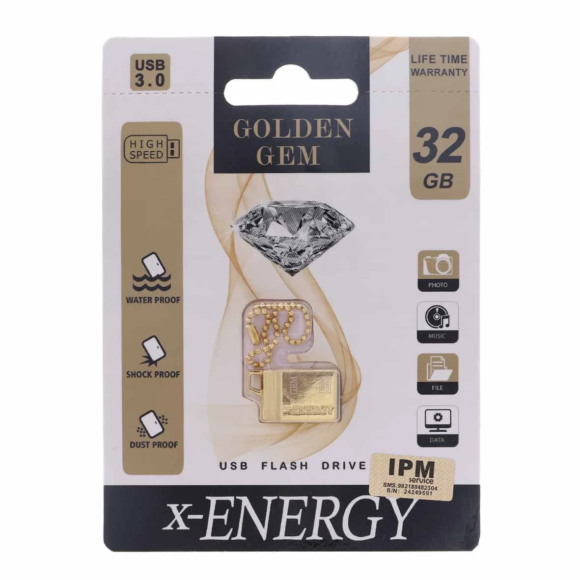 X-ENERGY Golden Gem USB3.0 Flash Memory-32GB (گارانتی مادام العمر IPM) — تصویر ۲