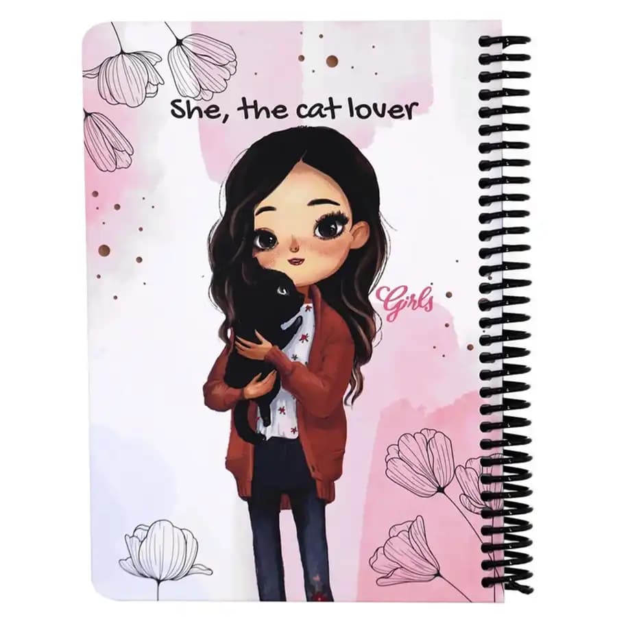 دفتر خط دار 100 برگ دات نوت مدل کت لاور (cat lover)