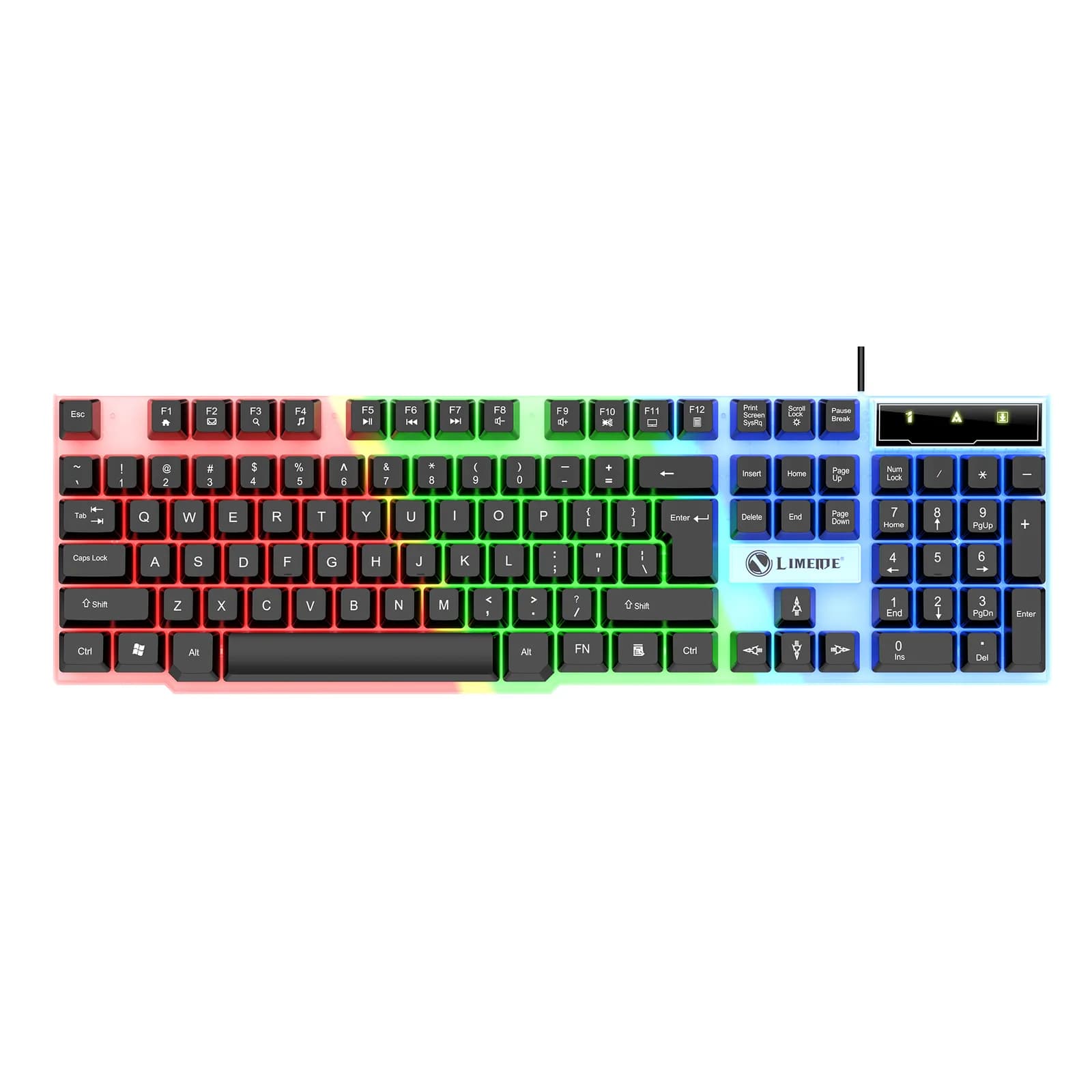 کیبورد گیمینگ لایماید مدل RGB-TX30 کد 2024، سوییچ ممبران، Full-Size، نورپردازی LED RGB