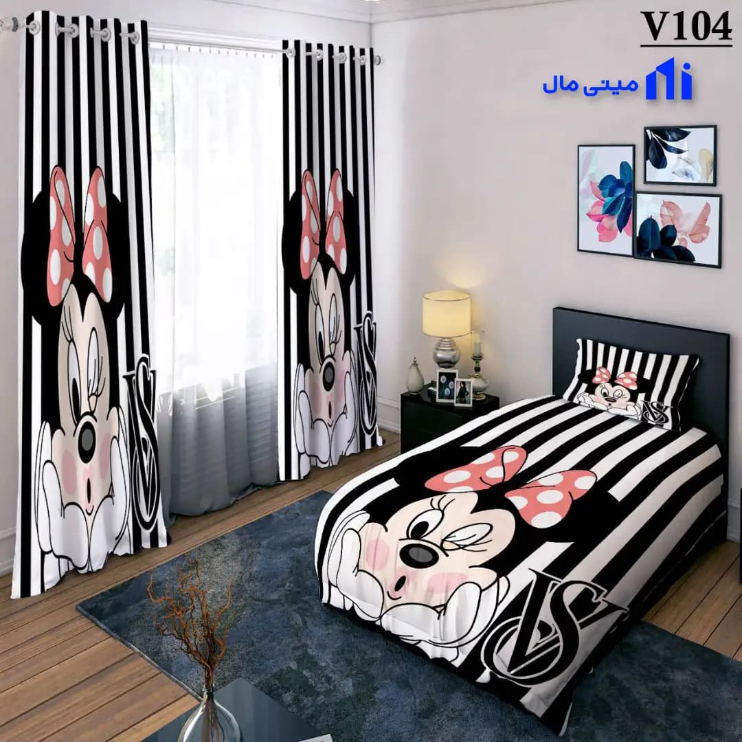 روتختی میکی موس راه راه سفید مشکی V104