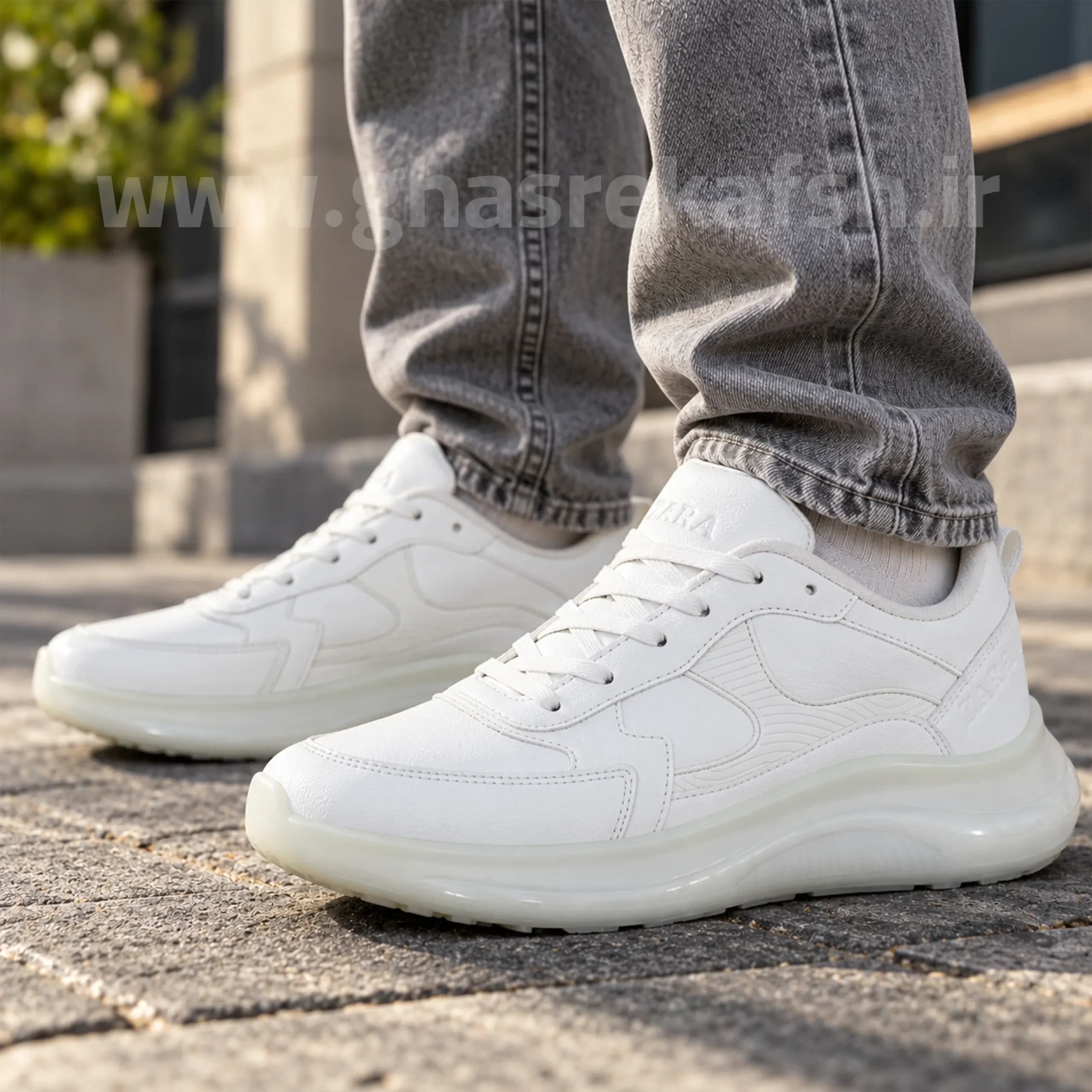 کتونی زارا مینیمال Zara Minimal چرمی مردانه سفید کد 1926