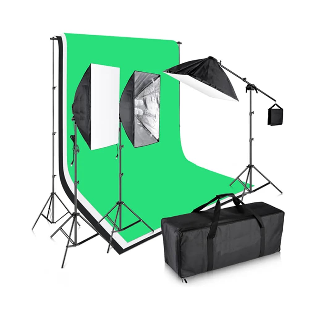 کیت نور ثابت 4 لامپ Continuous Lighting Kit 4 Lamps همراه پایه فون 3×5+ هدیه 2 عدد فون 2×3 (سبز و طوسی)