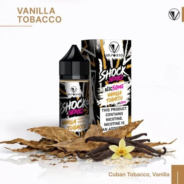 سالت نیکوتین وانیل توباکو کمپانی ویپور 10 سری شوک | VAPOR 10 Nicotin Salt Vanilla Tobacco اورجینال