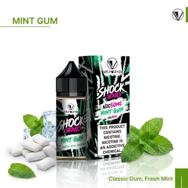 سالت نیکوتین آدامس نعنا کمپانی ویپور 10 سری شوک | VAPOR 10 Nicotin Salt Mint Gum اورجینال