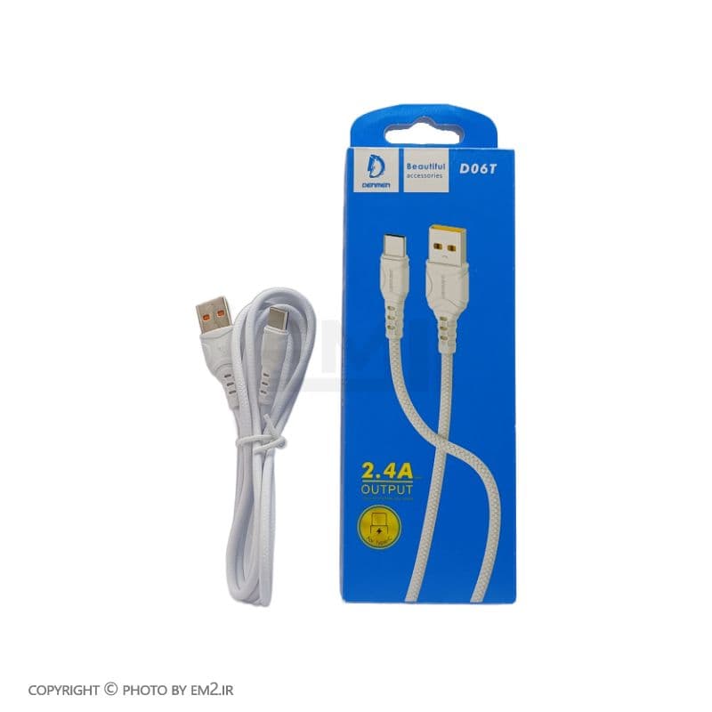کابل Type-C مدل Denmen D06T پکدار (سفید و مشکی)