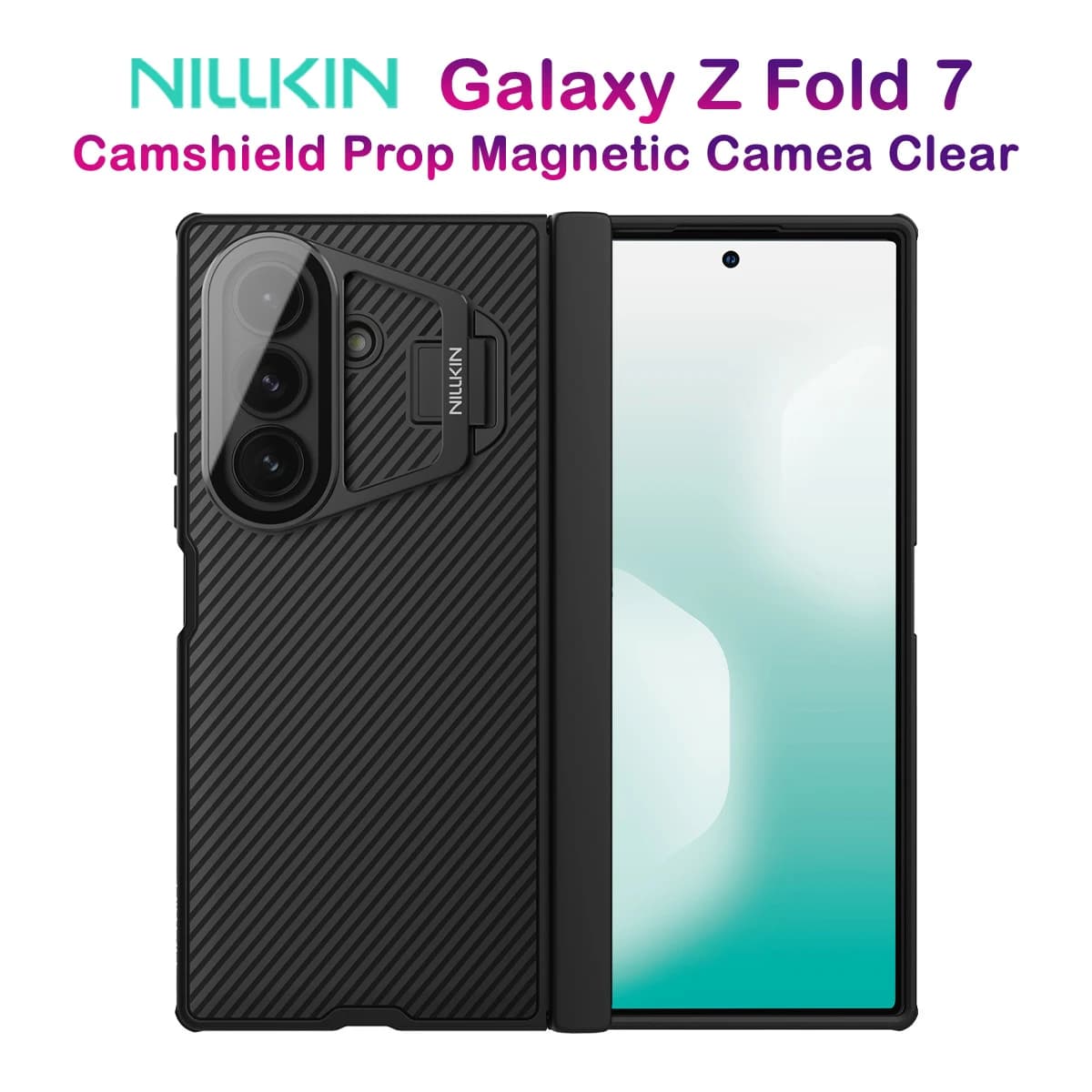 گارد مگنتی کمرا استند شیشه‌ای Samsung Galaxy Z Fold 7 مارک نیلکین مدل Camshield Prop