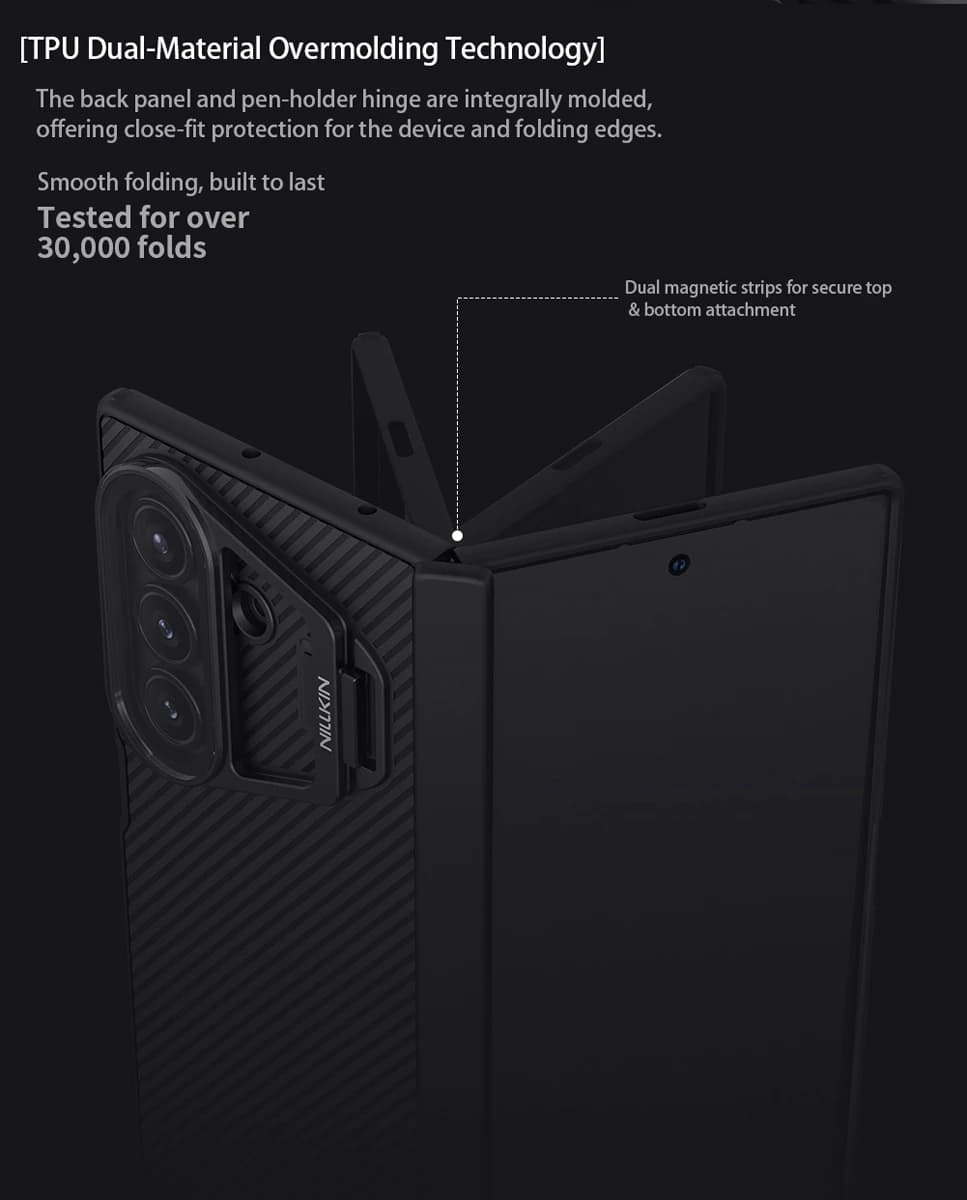 گارد مگنتی کمرا استند شیشه‌ای Samsung Galaxy Z Fold 7 مارک نیلکین مدل Camshield Prop — تصویر ۴