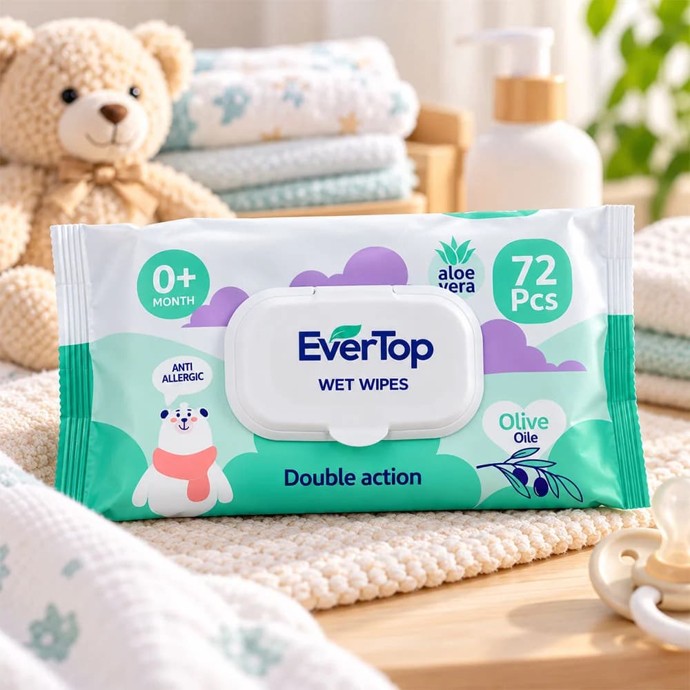 دستمال مرطوب درب دار اورتاپ Evertop بسته 72 عددی — تصویر ۲