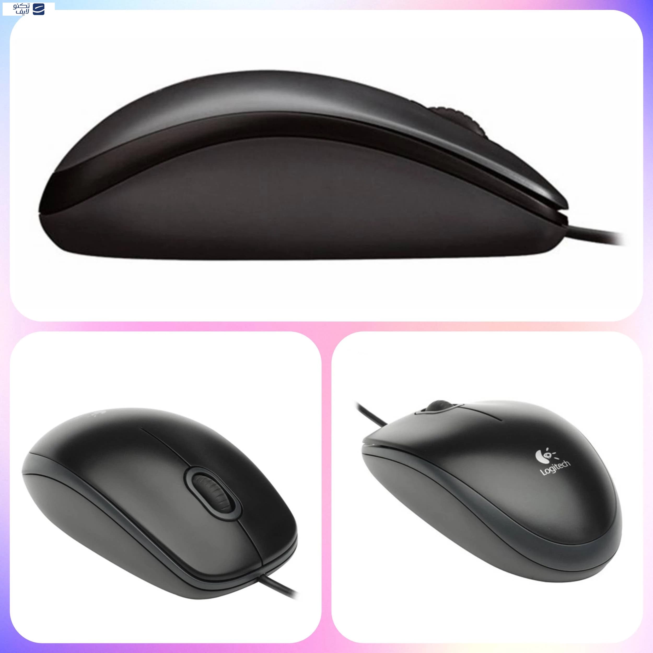 موس سیم دارد طرح لاجیتک Logitech B100