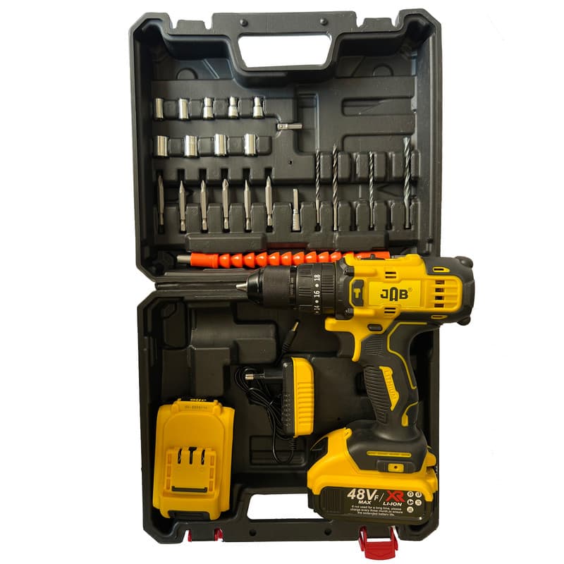دریل پیچ گوشتی شارژی چکشی 10 میلیمتری 188 ولت جاب مدل JB-188 PRO JAB NEW مجموعه 40 عددی — تصویر ۷