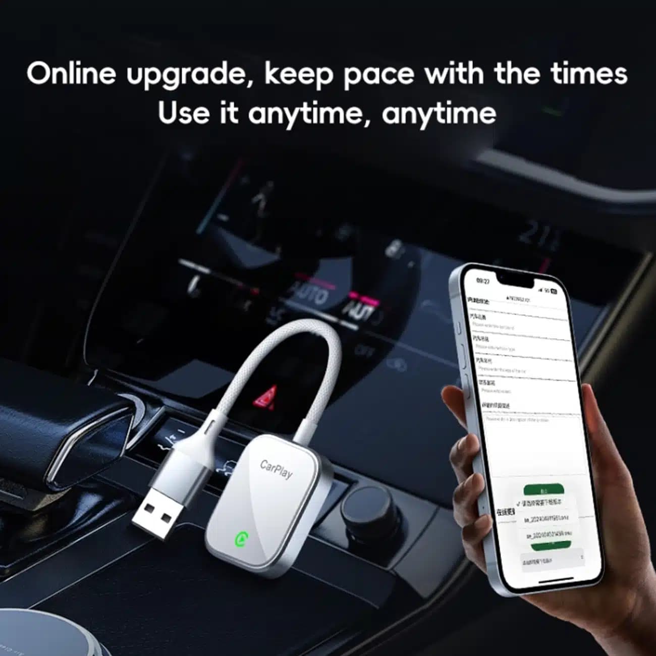 دانگل وایرلس اپل CarPlay و Android Auto یواس‌بی ارلدام CP03 با دانگل تایپ‌سی — تصویر ۴