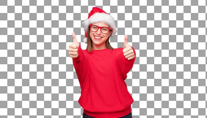 تصویر PNG زن در کریسمس و لایک کردن