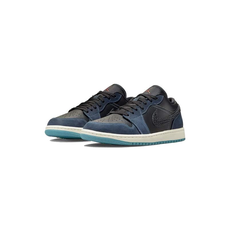 کفش نایک ایرجردن 1 ساق کوتاه آبی سورمه ای Nike Air Jordan 1 Low Snakeskin Midnight Navy — تصویر ۲