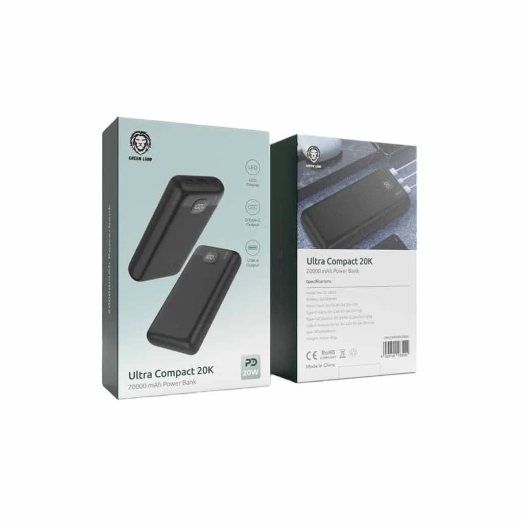 پاوربانک ۲۰۰۰۰ میلیآمپر PD 20W گرین لاین مدل Ultra Compact — تصویر ۲