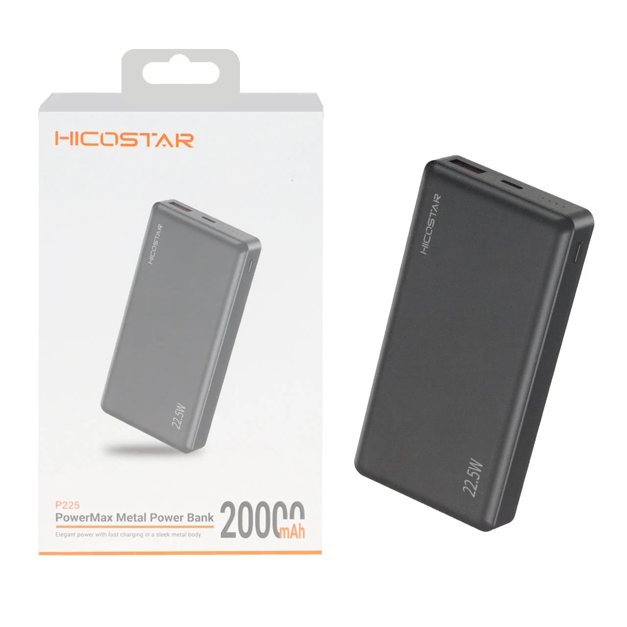 پاوربانک PD و فست شارژ Hicostar 22.5W 20000mAh مدل P225 – مشکی