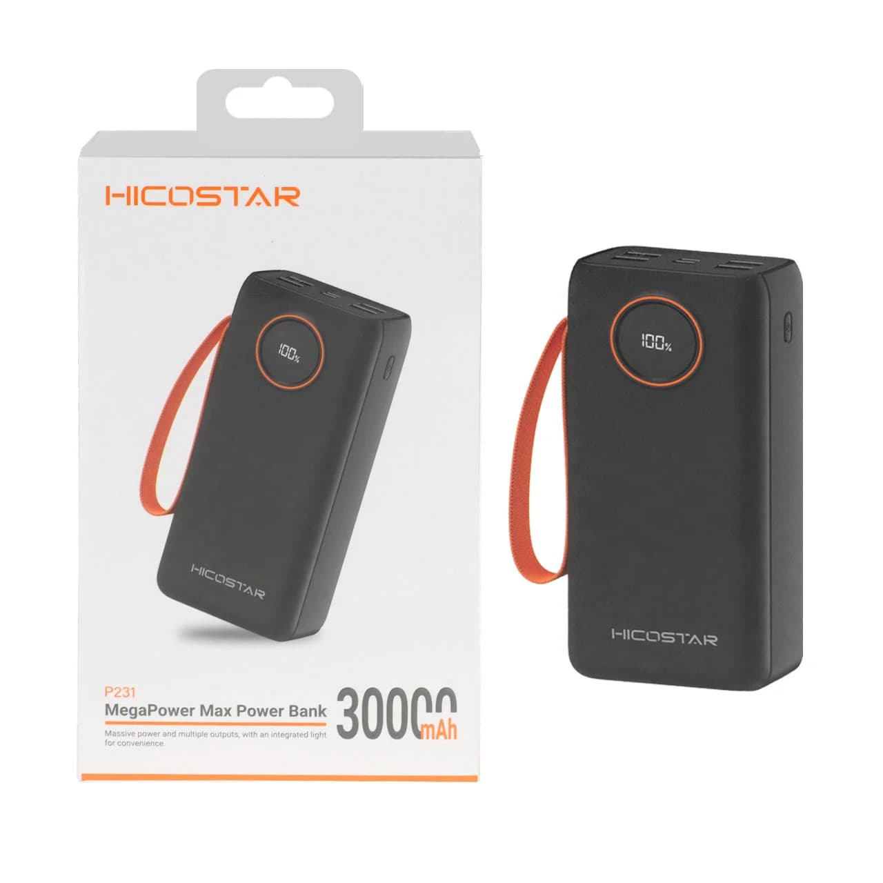 پاوربانک PD و فست شارژ Hicostar 22.5W 30000mAh مدل P231 – مشکی