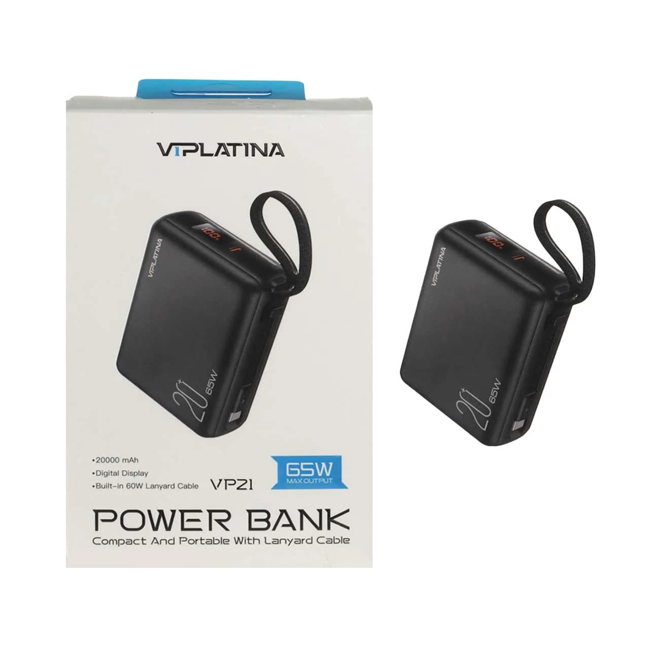 پاوربانک فست شارژ VIPLATINA 20000mAh مدل VP21 65W – مشکی (گارانتی 18 ماه تعویض نیکان همراه)