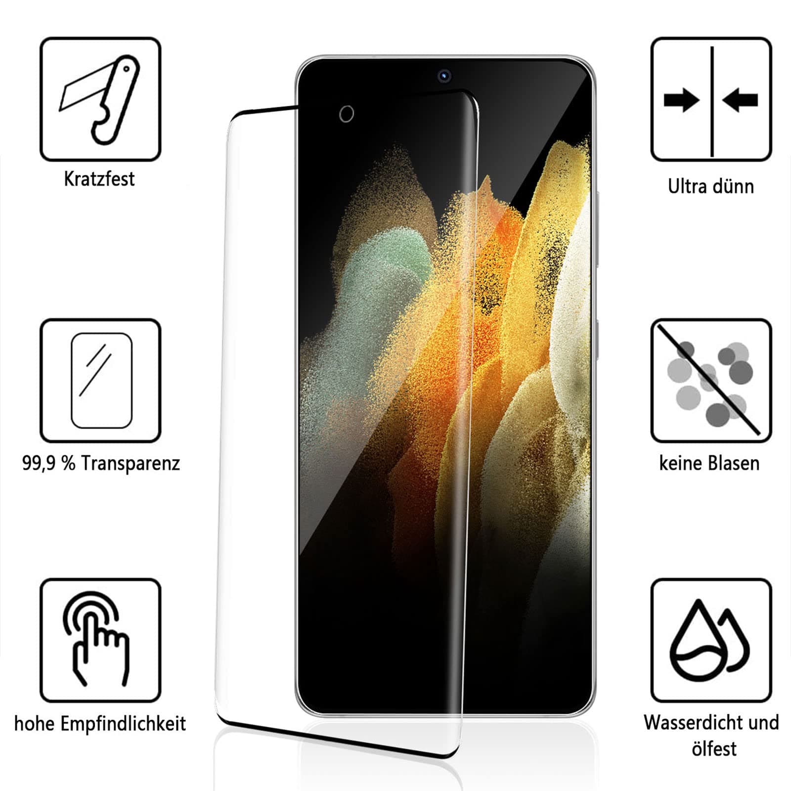 گلس سامسونگ S8 PLUS مدل فول چسب خمیده برند MONKEY — تصویر ۳
