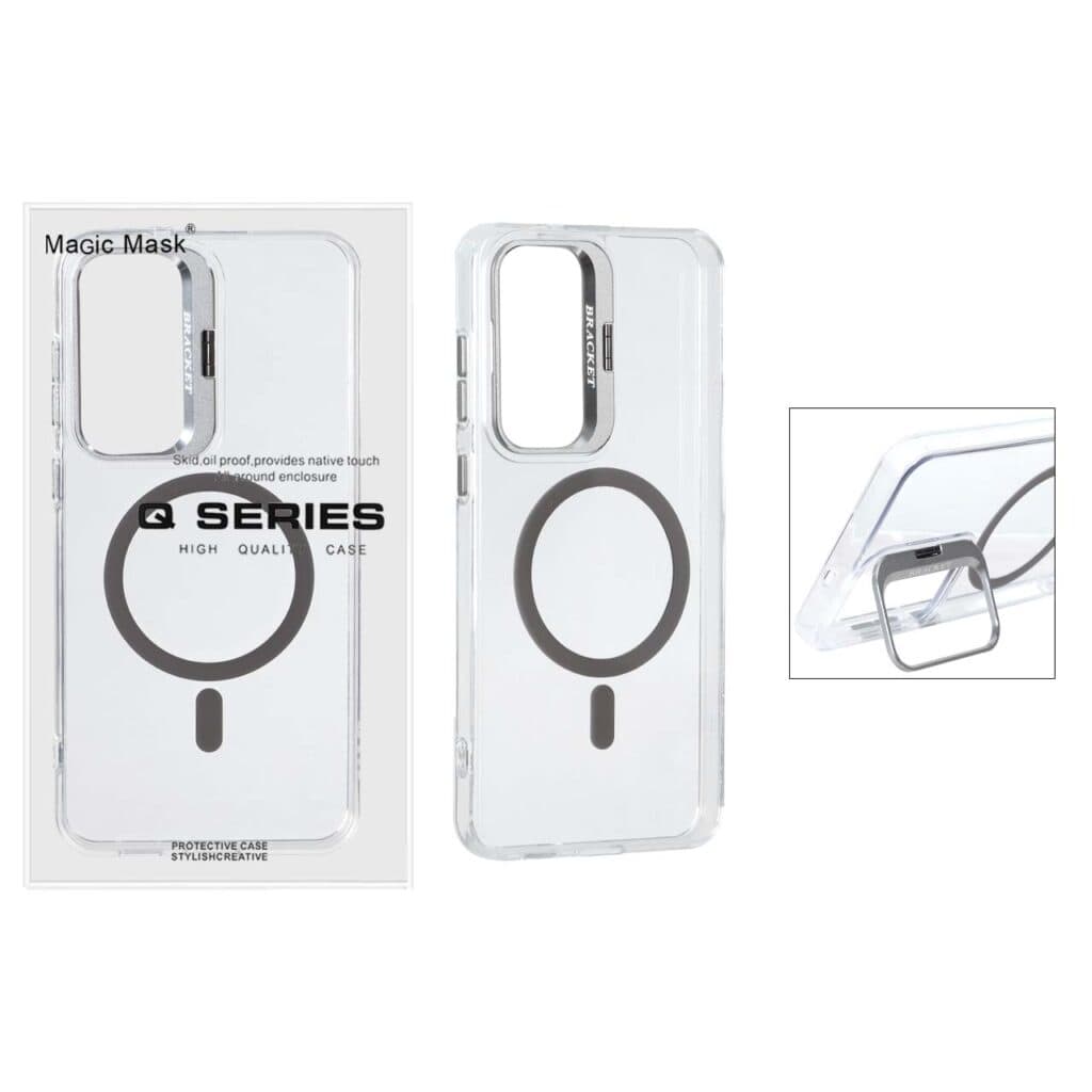 قاب اورجینال Q Series Bracket کریستالی Magsafe لنز استندشو Samsung Galaxy S25 FE – خاکستری (پک دار ) — تصویر ۲