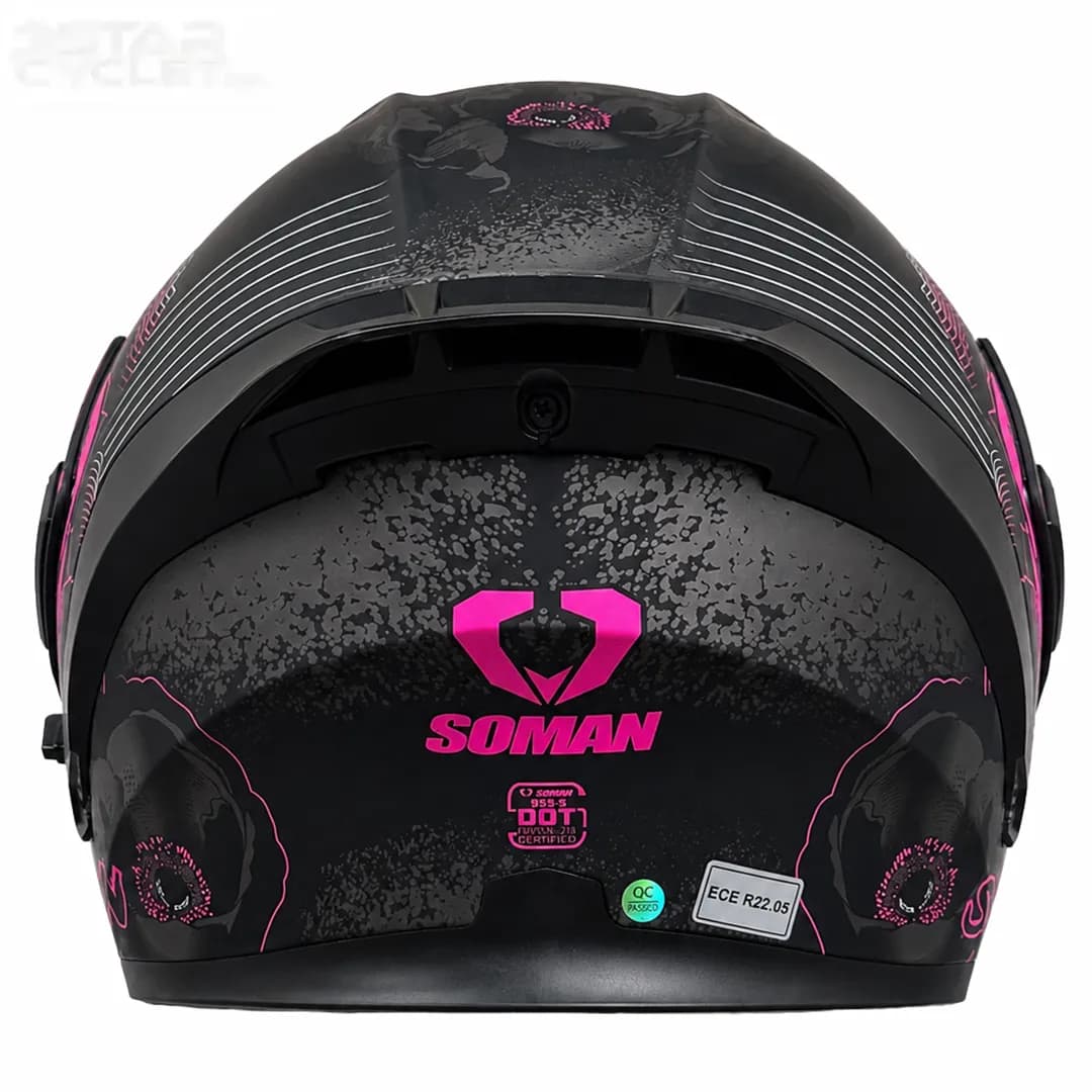 کلاه کاسکت فک متحرک دخترانه سومان مدل SM955-S PEONY BLACK PINK — تصویر ۵