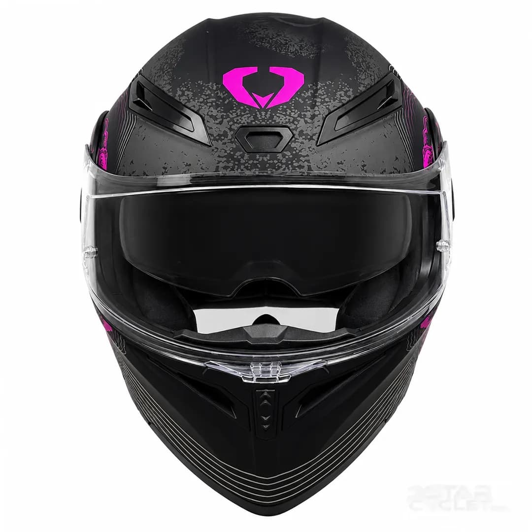 کلاه کاسکت فک متحرک دخترانه سومان مدل SM955-S PEONY BLACK PINK — تصویر ۴