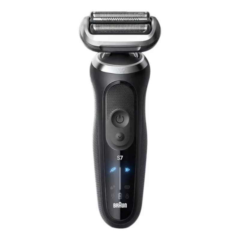 ماشین اصلاح موی صورت شارژی براون مدل series7 72-N4200cs با فناوری AutoSense، تیغههای استیل ضدزنگ، ضدآب، اصلاح صفر زن و خط زن، باتری لیتیوم یون با 60 دقیقه کارکرد، نمایشگر LED، استفاده خشک و مرطوب، همر