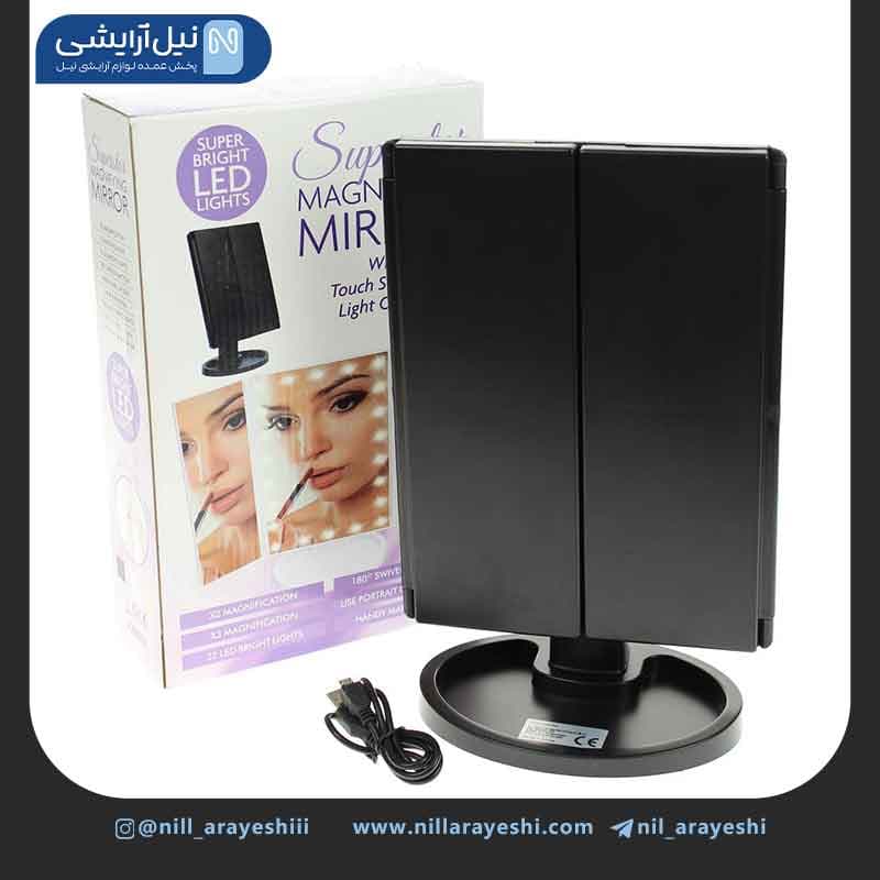 آینه آرایشی رومیزی ال ای دی دار تاشو درب دار شانگر وئی