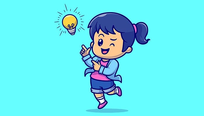 وکتور کاراکتر کارتونی دختر بچه با مفهوم ایده نو