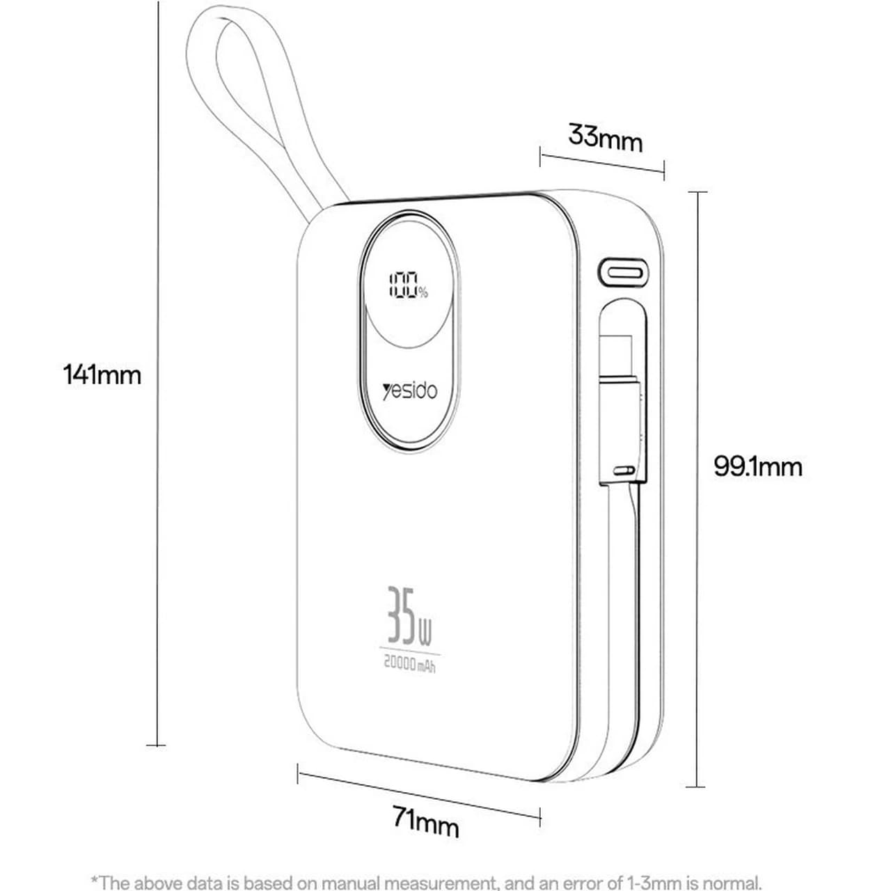 پاوربانک فست شارژ Yesido 20000mAh مدل YP94 35W – مشکی (گارانتی 18 ماه تعویض نیکان همراه) — تصویر ۹