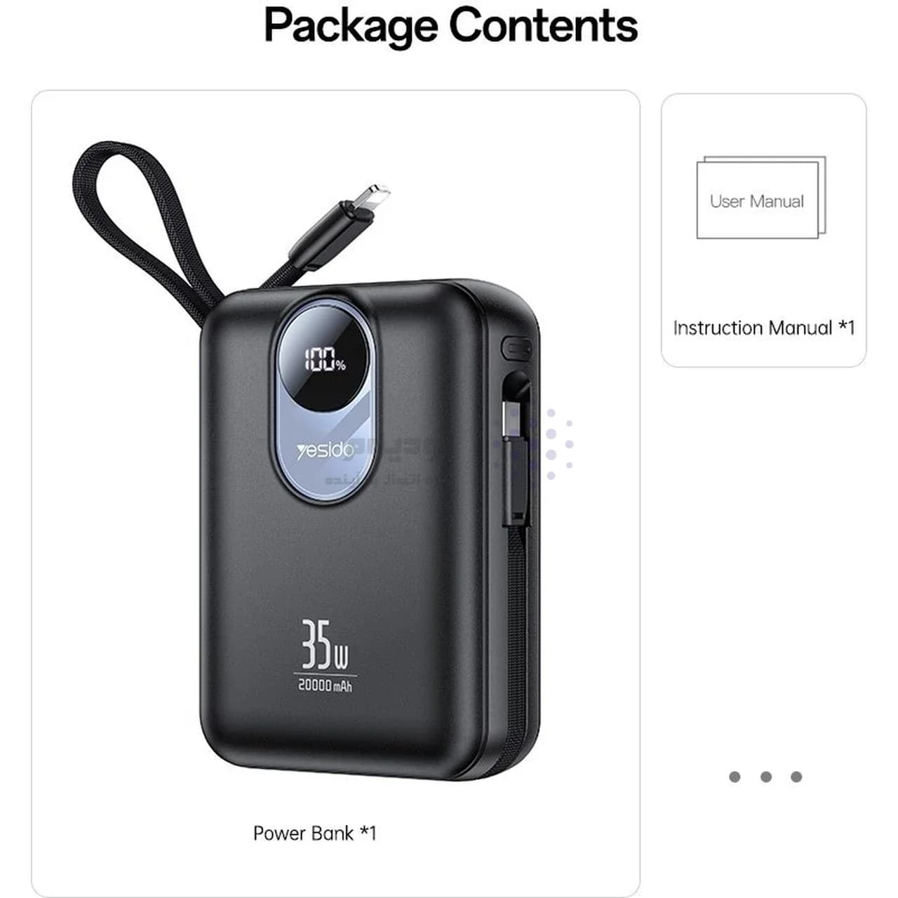 پاوربانک فست شارژ Yesido 20000mAh مدل YP94 35W – مشکی (گارانتی 18 ماه تعویض نیکان همراه) — تصویر ۵