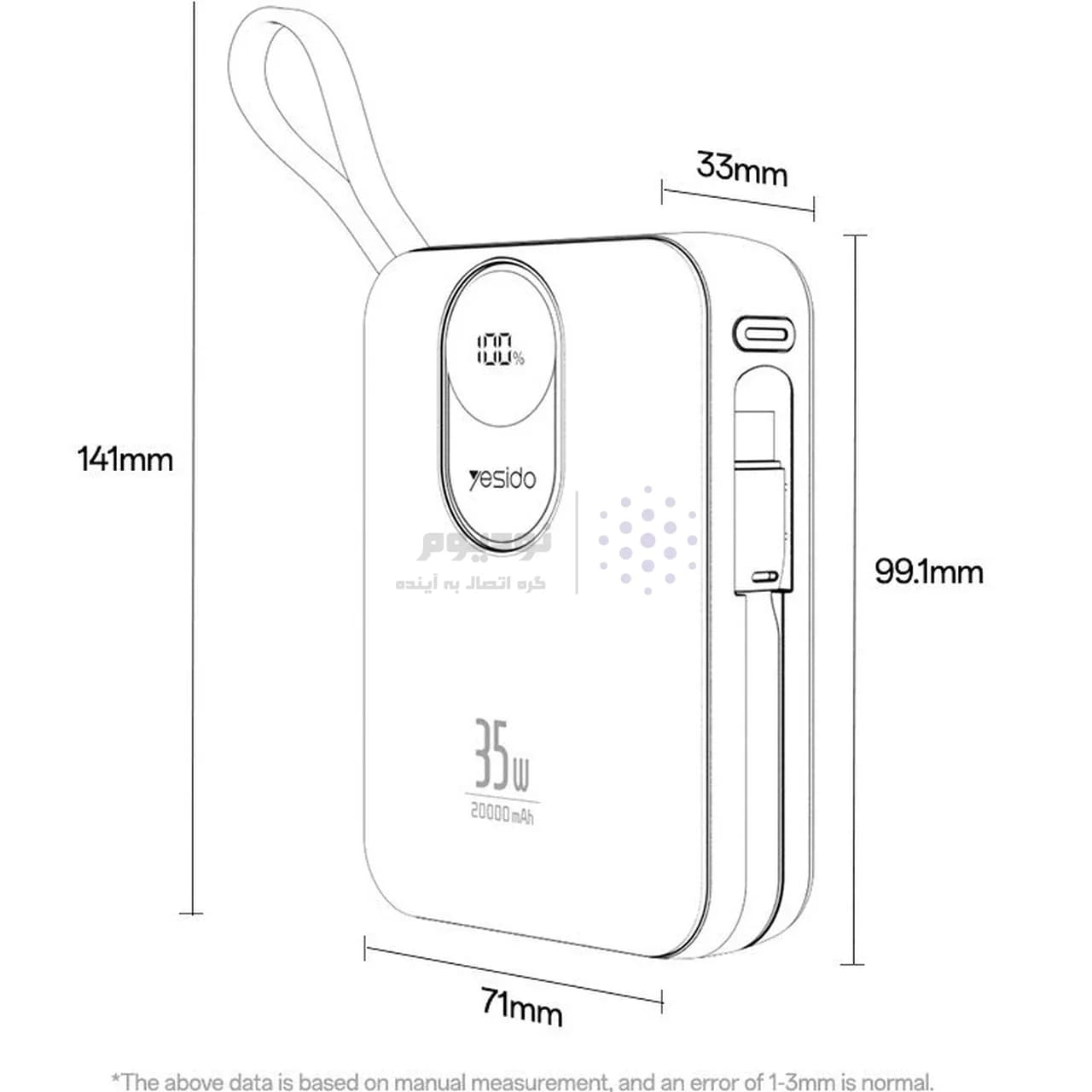 پاوربانک فست شارژ Yesido 20000mAh مدل YP94 35W – مشکی (گارانتی 18 ماه تعویض نیکان همراه) — تصویر ۲