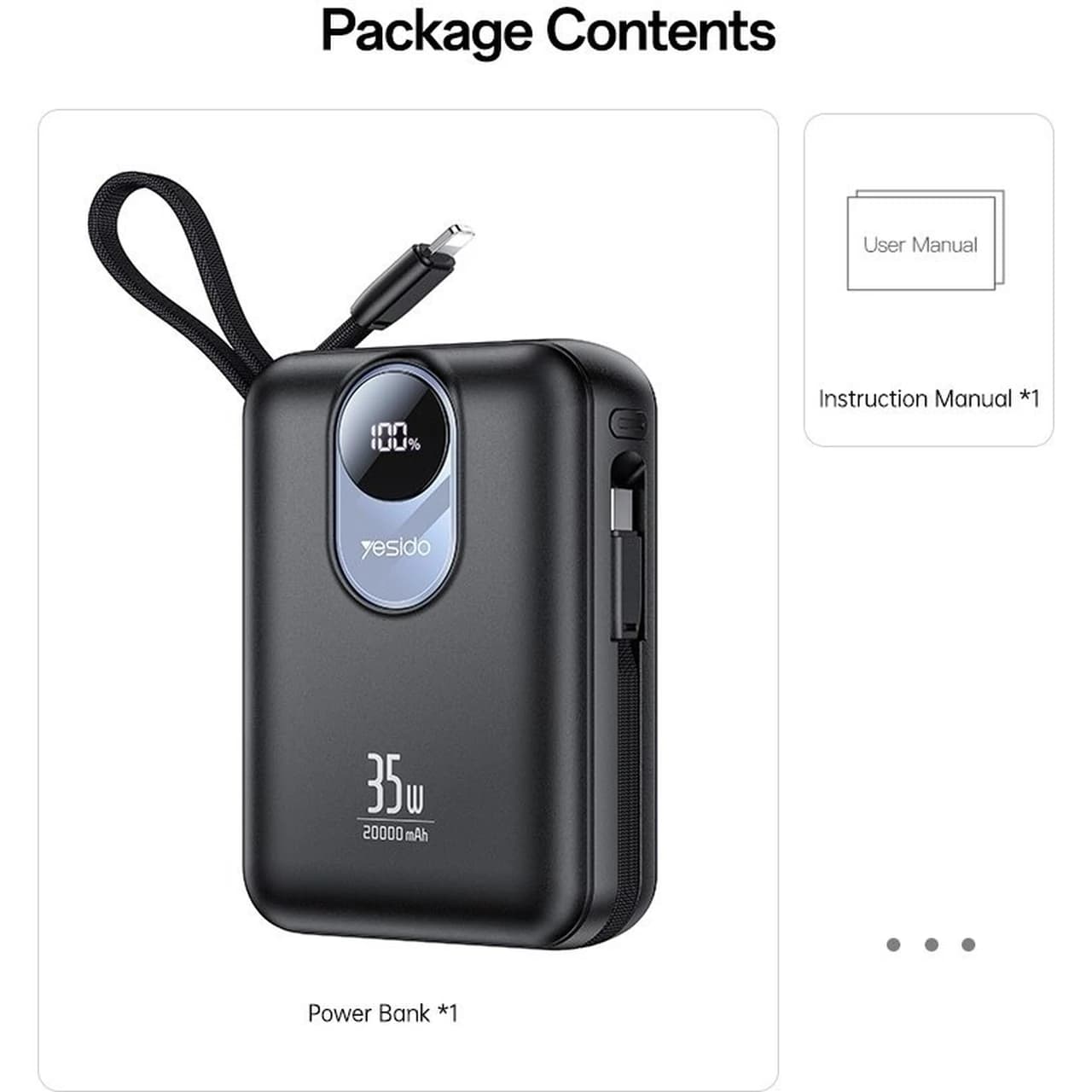 پاوربانک فست شارژ Yesido 20000mAh مدل YP94 35W – مشکی (گارانتی 18 ماه تعویض نیکان همراه) — تصویر ۱۲